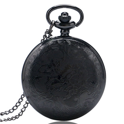 Filigree Pattern Half Hunter Women's Quartz Pocket Watch Necklace - On 32" Inch / 80cm 