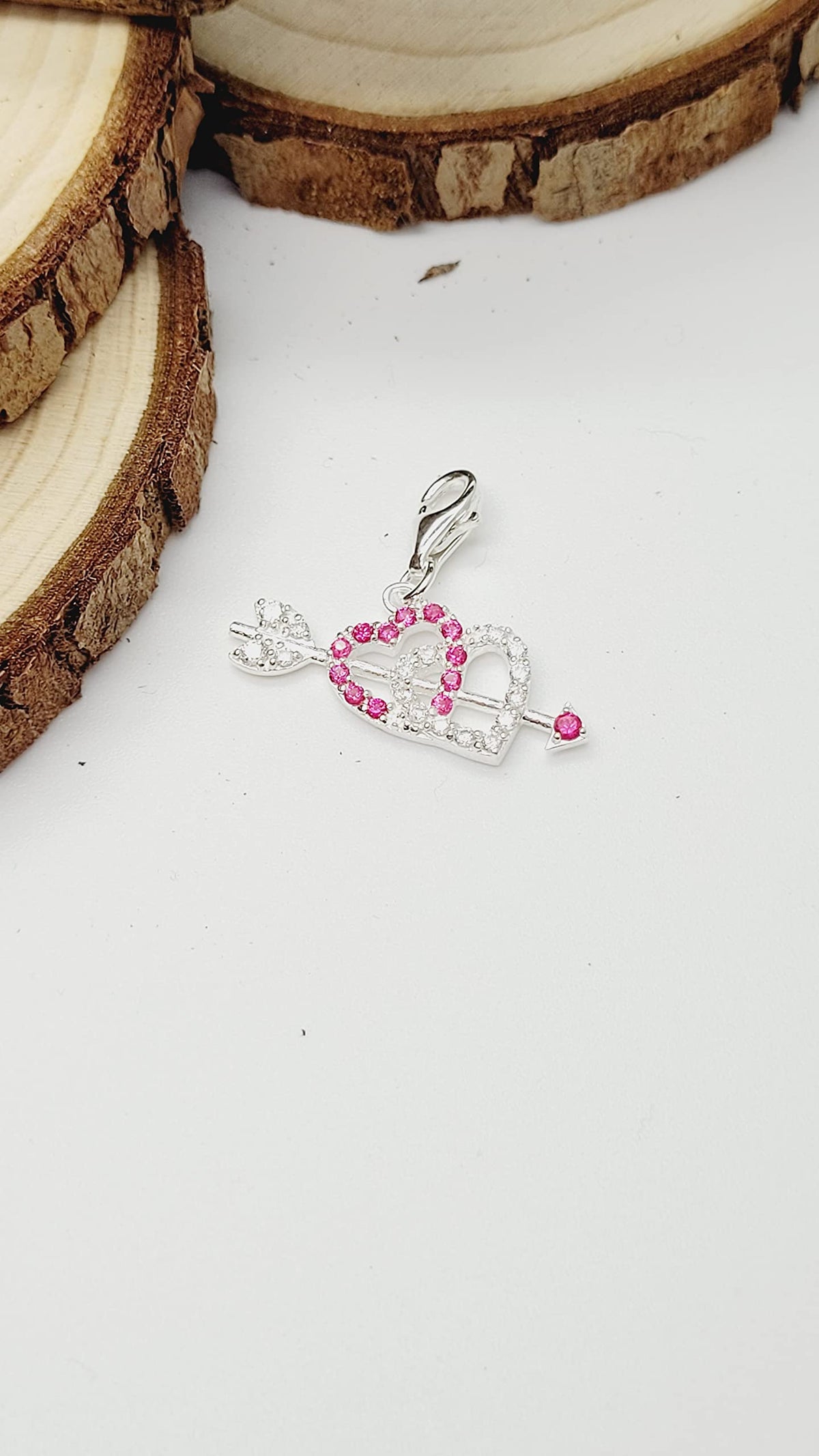 Heart Themed Clip On Charms Collection - Sterling Silver Clip On Charm Pendant with Lobste 