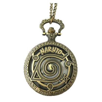 Naruto Anime Antique Bronze Effect Retro/Vintage Case Men's Quartz Pocket Watch Necklace - On 32" Inch / 80cm Chain