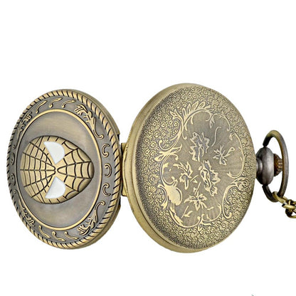 Spiderman Antique Bronze Effect Retro/Vintage Case Men's Quartz Pocket Watch Necklace - On 32" Inch / 80cm Chain