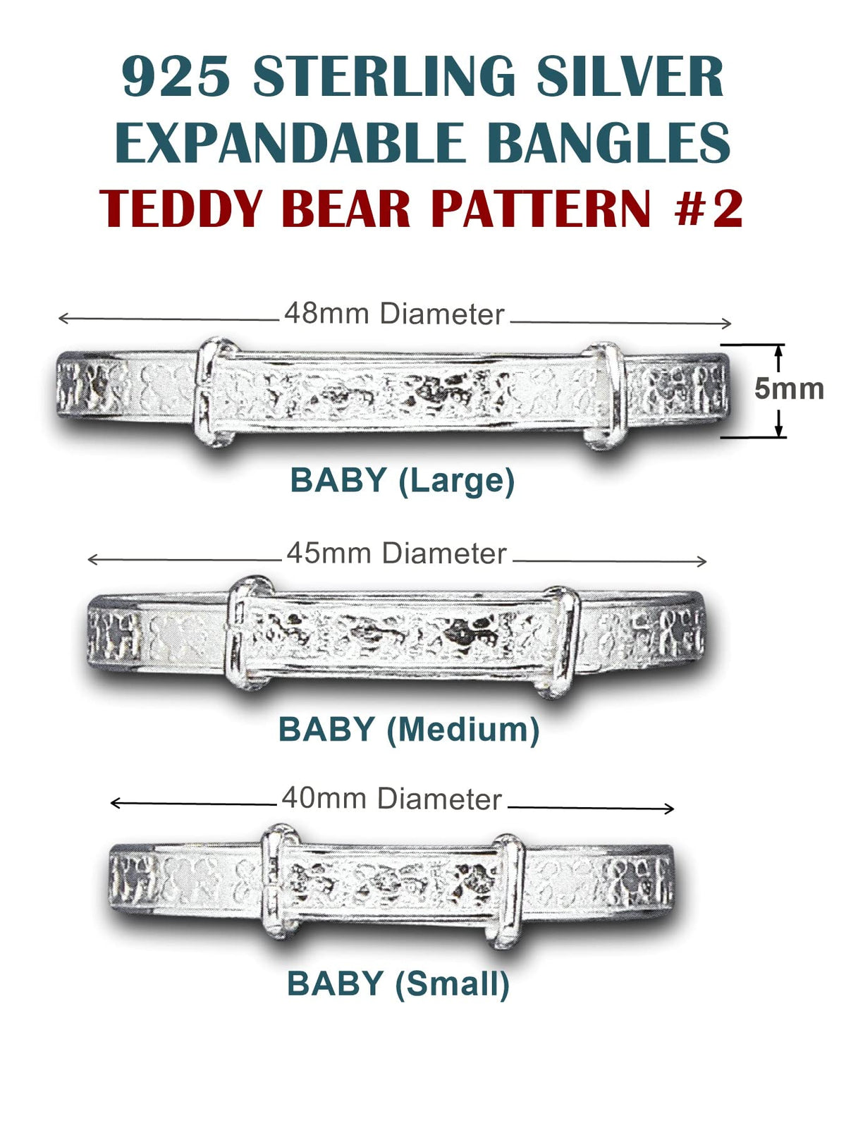 Teddy Bear Themed Expanding / Expandable / Adjustable Bangle Bracelet for Baby/Child/Child 