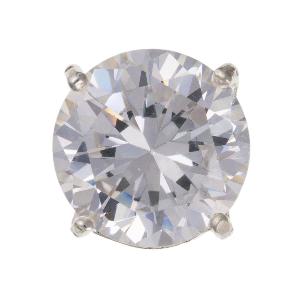 MENS 6MM Round White/Clear Cubic Zirconia (CZ) Set Single Stud Earring/Ear Stud - 925 Sterling Silver