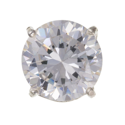 MENS 6MM Round White/Clear Cubic Zirconia (CZ) Set Single Stud Earring/Ear Stud - 925 Sterling Silver