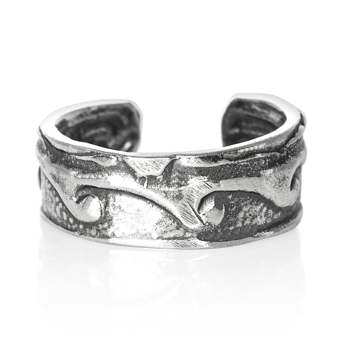 Ocean Waves Band Middle Inner Ear Cuff Clip-On Earring - 925 Sterling Silver - Non Pierced Earring