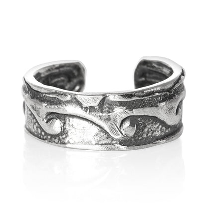 Ocean Waves Band Middle Inner Ear Cuff Clip-On Earring - 925 Sterling Silver - Non Pierced Earring