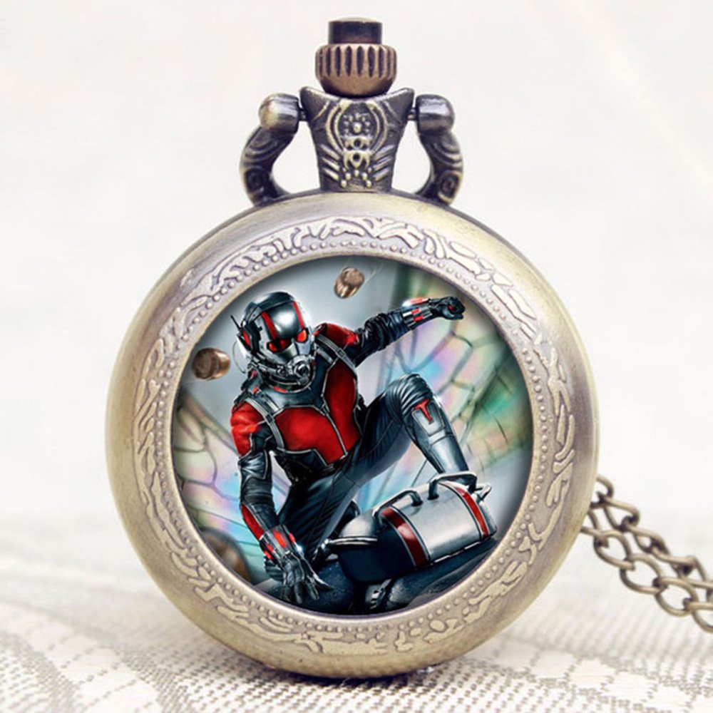 Antman Antique Bronze Effect Retro/Vintage Case Men's Quartz Pocket Watch Necklace - On 32" Inch/80cm Chain