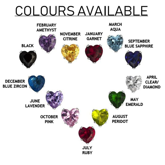 5MM Heart Cut CZ Birthstone Stud Earrings/Ear Studs for Women - 925 Sterling Silver