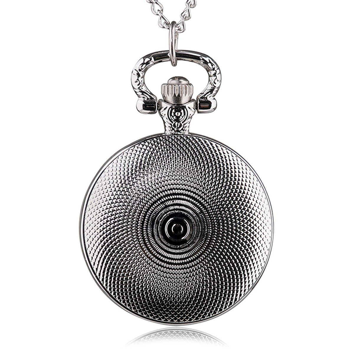 Beauty & The Beast Flower Rose Design Polished Silver Retro/Vintage Case Women's Quartz Pocket Watch Necklace - On 32" Inch / 80cm Chain