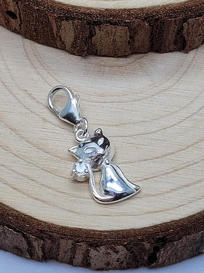 Animal Clip On Charms Collection - Sterling Silver Clip On Charm Pendant with Lobster Clas 