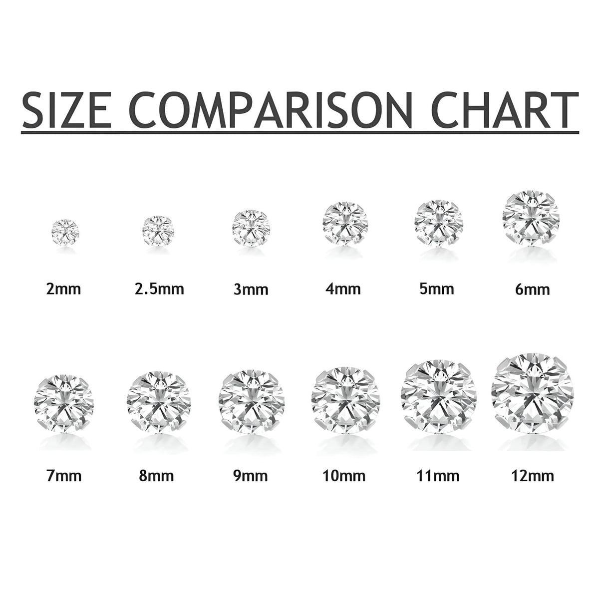 10MM Classic Brilliant Round Cut Cubic Zirconia (CZ) Sterling Silver Solitaire Stud Earrings/Ear Studs for Women Ladies Girls - Birthstone Earrings