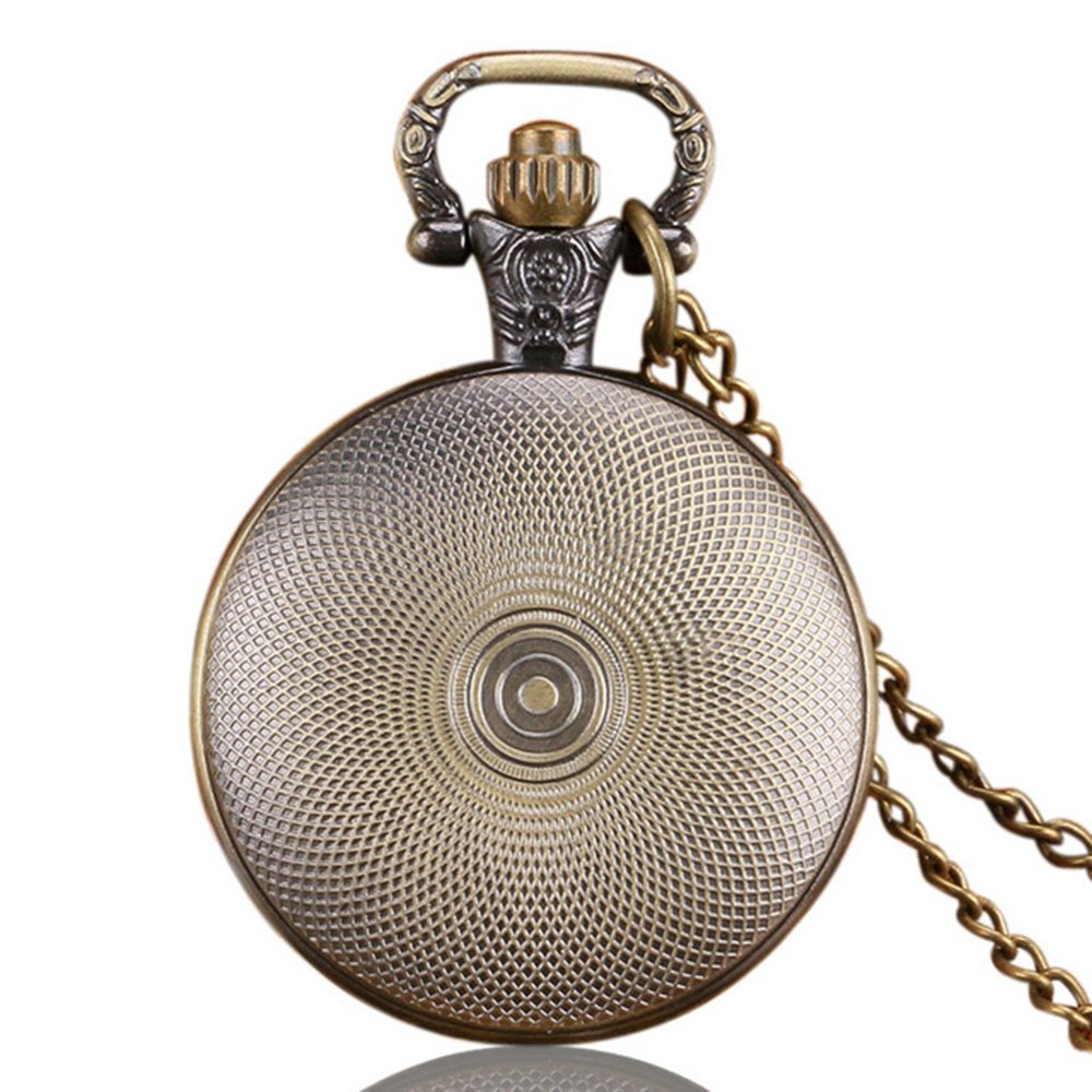 Loki Antique Bronze Effect Retro/Vintage Case Men's Quartz Pocket Watch Necklace - On 32" Inch / 80cm Chain