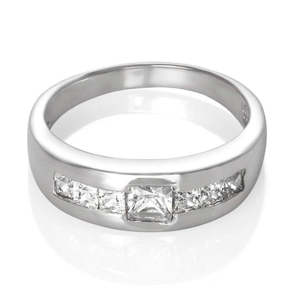 MENS Sterling Silver Ring - Perfect MENS Engagement Ring - CZ Diamond Ring - Promise Ring 