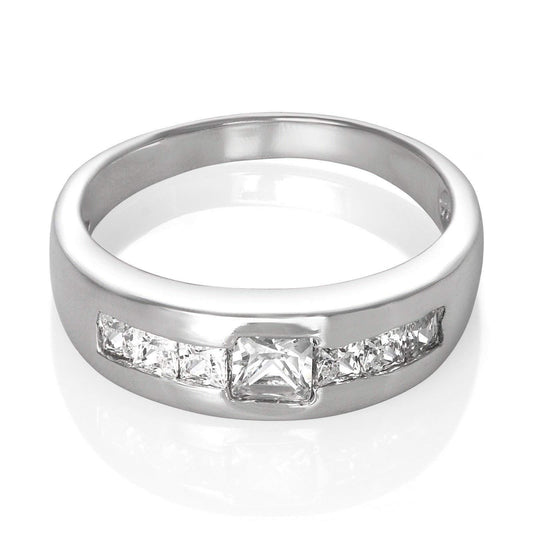 MENS Sterling Silver Ring - Perfect MENS Engagement Ring - CZ Diamond Ring - Promise Ring ##r,s,u,v,w,x,y,z