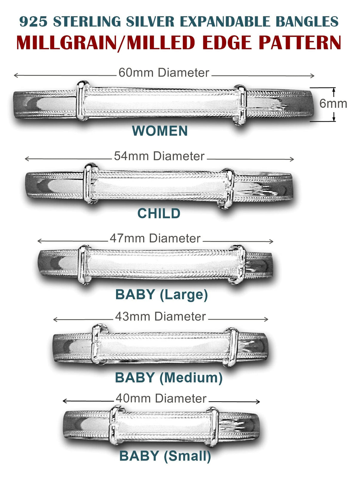 Plain Polished Expanding / Expandable / Adjustable Bangle Bracelet for Baby/Child/Children 