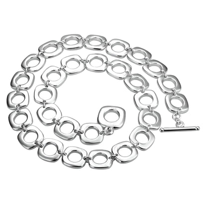 Silver Tone Cushion Necklace with T-Bar/Toggle Clasp - 16", 18" or 20" Inch - 925 Sterling Silver Plated - Designer Inspired Chunky Silver Necklace