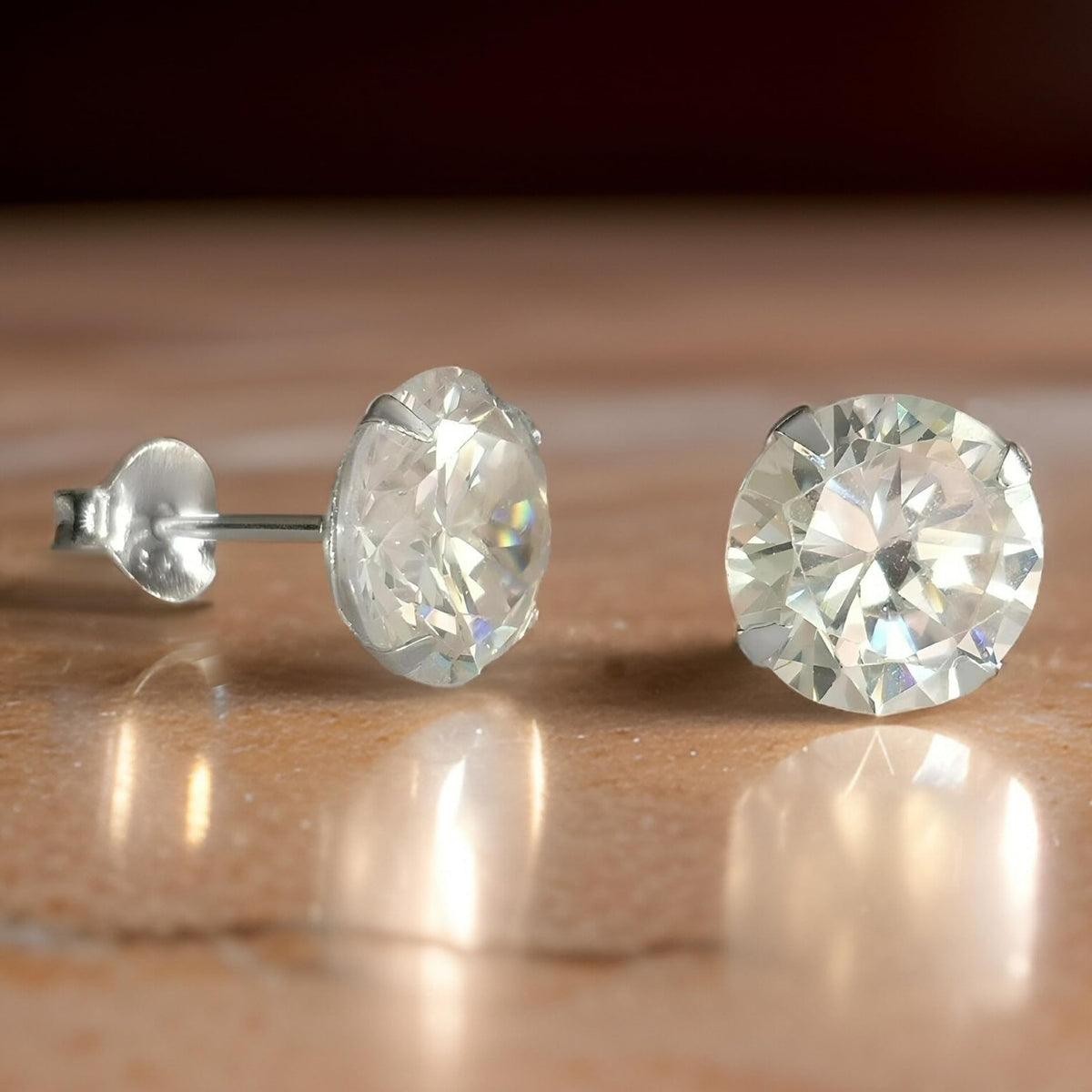 5MM MENS/UNISEX Simulated Diamond CZ Sterling Silver or Gold Stud Earrings 