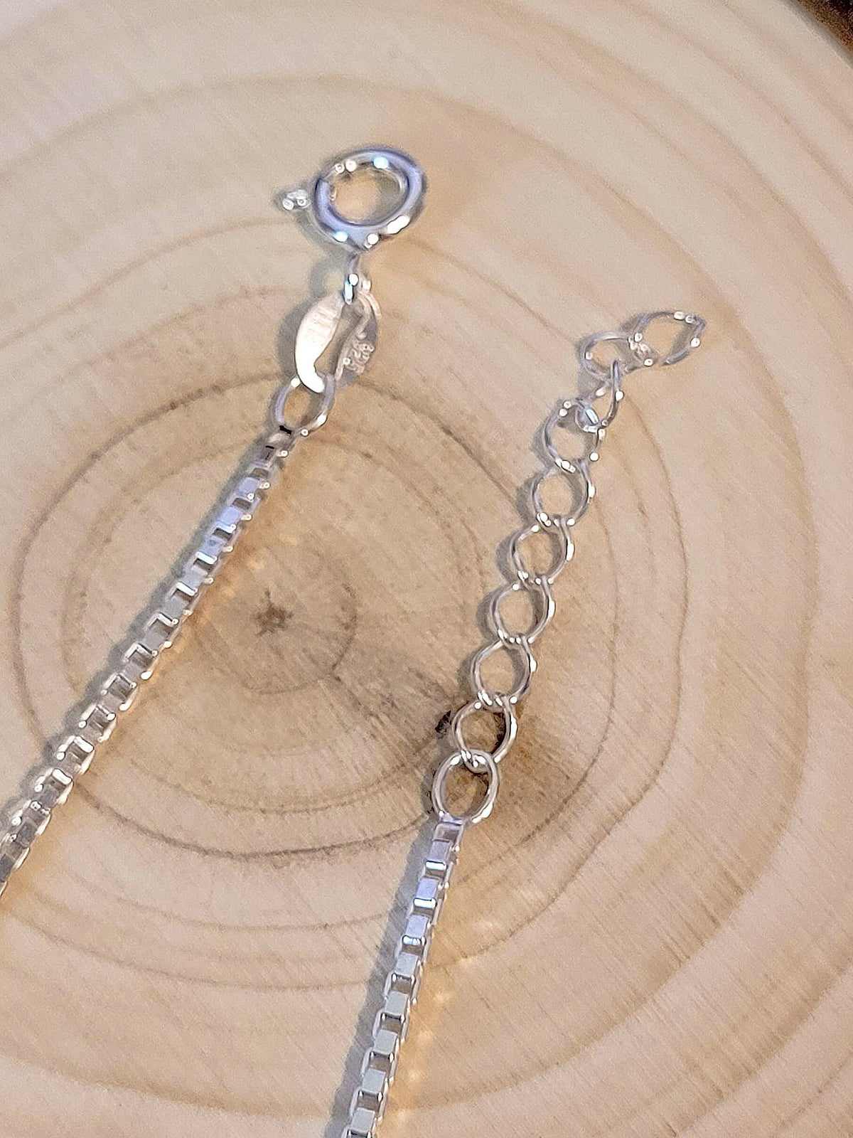 Venetian Box/Twisted Box/Square Link Sterling Silver Anklet/Ankle Bracelet/Ankle Chain - 9 