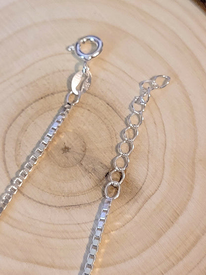 Venetian Box/Twisted Box/Square Link Sterling Silver Anklet/Ankle Bracelet/Ankle Chain - 9 