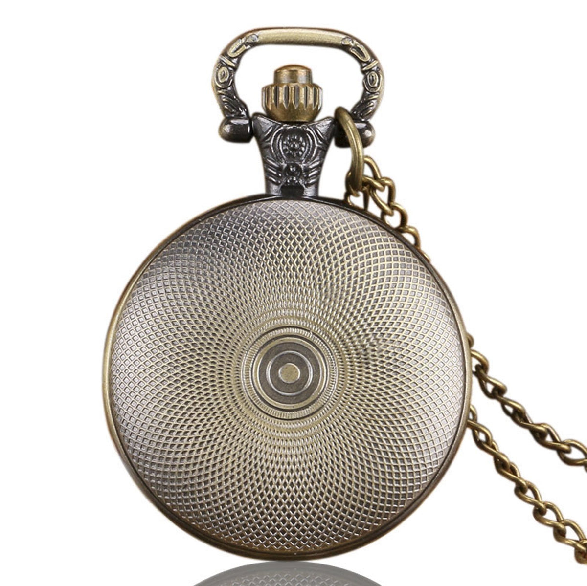 Blue Fireman/Firefighter Bronze Effect Antiqued/Vintage Case Men's Quartz Pocket Watch Necklace - On 32" Inch / 80cm Chain