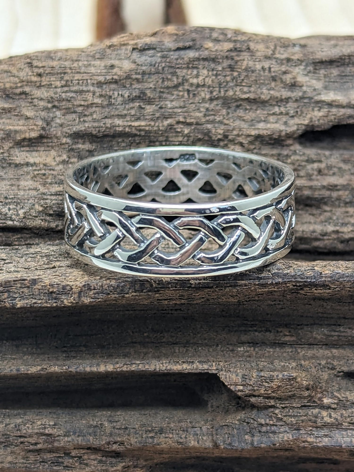 MENS Irish Open Celtic Knot Wedding Band Ring - 7MM Wide - 925 Sterling Silver - Irish Celtic Jewellery - Sizes R-Z Available