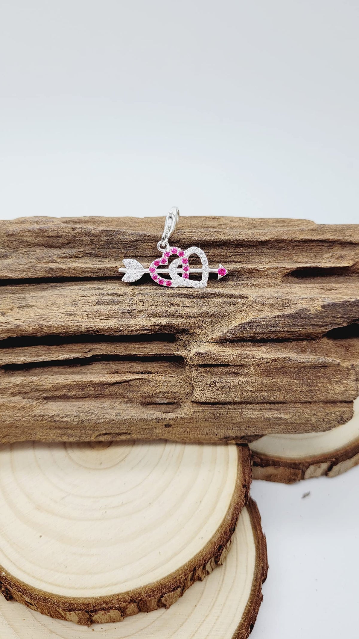 Heart Themed Clip On Charms Collection - Sterling Silver Clip On Charm Pendant with Lobste 