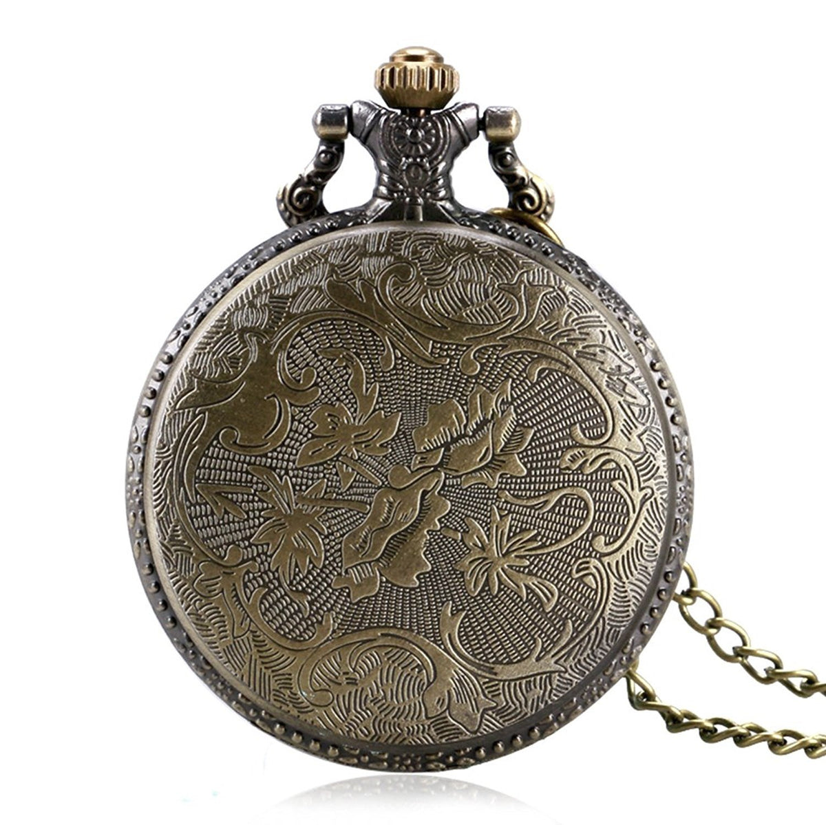 Bird Themed Quartz Pocket Watch Necklace - On 32" Inch / 80cm Chain 