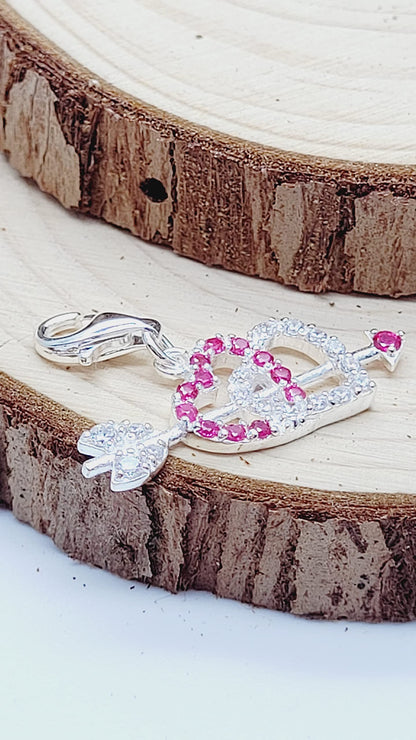 Heart Themed Clip On Charms Collection - Sterling Silver Clip On Charm Pendant with Lobste 