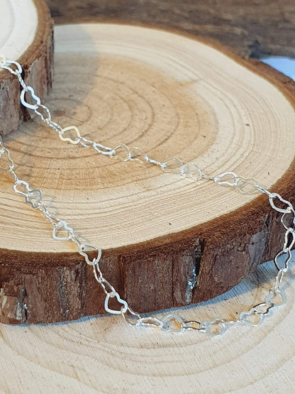 Heart Themed Sterling Silver Anklet/Ankle Bracelet/Ankle Chain - 925 Sterling Silver - Adj 