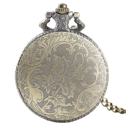 RED Fireman/Firefighter 3D Brushed Bronze Effect Antiqued/Vintage Case Men's Quartz Pocket Watch Necklace - On 32" Inch / 80cm Chain