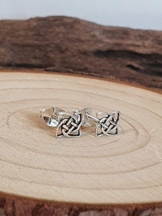 Irish Celtic Knot Sterling Silver Stud Earrings/Ear Studs for Women/Teenage/Girls - 925 Sterling Silver - Unusual Irish Jewellery