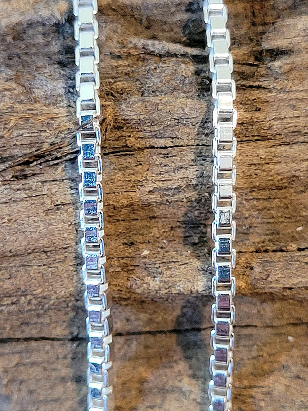 Venetian Box/Twisted Box/Square Link Sterling Silver Anklet/Ankle Bracelet/Ankle Chain - 9 