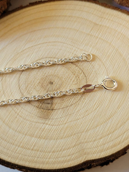 Rope/Prince of Wales/Singapore Chain Sterling Silver Anklet/Ankle Bracelet/Ankle Chain - 9 