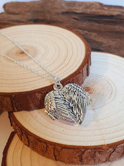 I Have Fallen In Love Many Times. Always With You Message Engraved Sterling Silver Wing Heart Locket Pendant