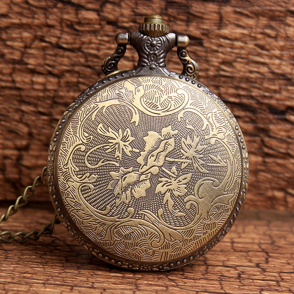 Naruto Anime Antique Bronze Effect Retro/Vintage Case Men's Quartz Pocket Watch Necklace - On 32" Inch / 80cm Chain