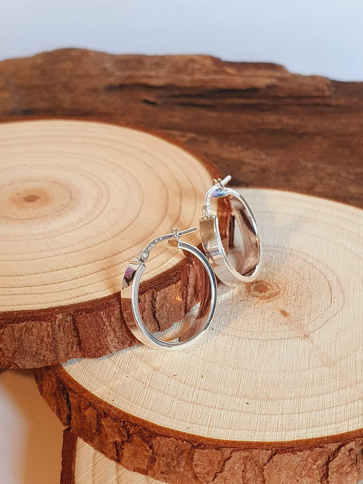 18MM Round Plain Flat-Edged Creole Hoop Earrings - 3MM Thick - 925 Sterling Silver
