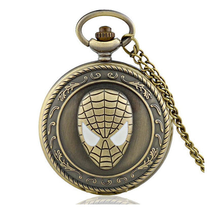 Spiderman Antique Bronze Effect Retro/Vintage Case Men's Quartz Pocket Watch Necklace - On 32" Inch / 80cm Chain