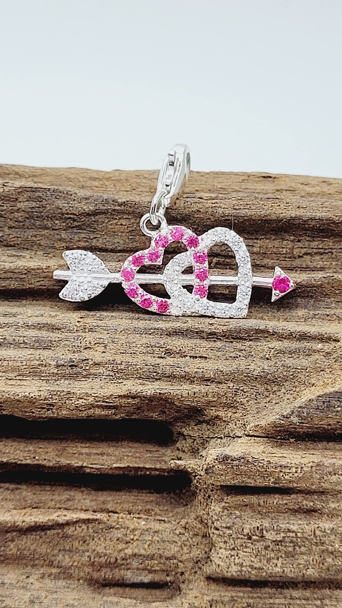 Heart Themed Clip On Charms Collection - Sterling Silver Clip On Charm Pendant with Lobste 