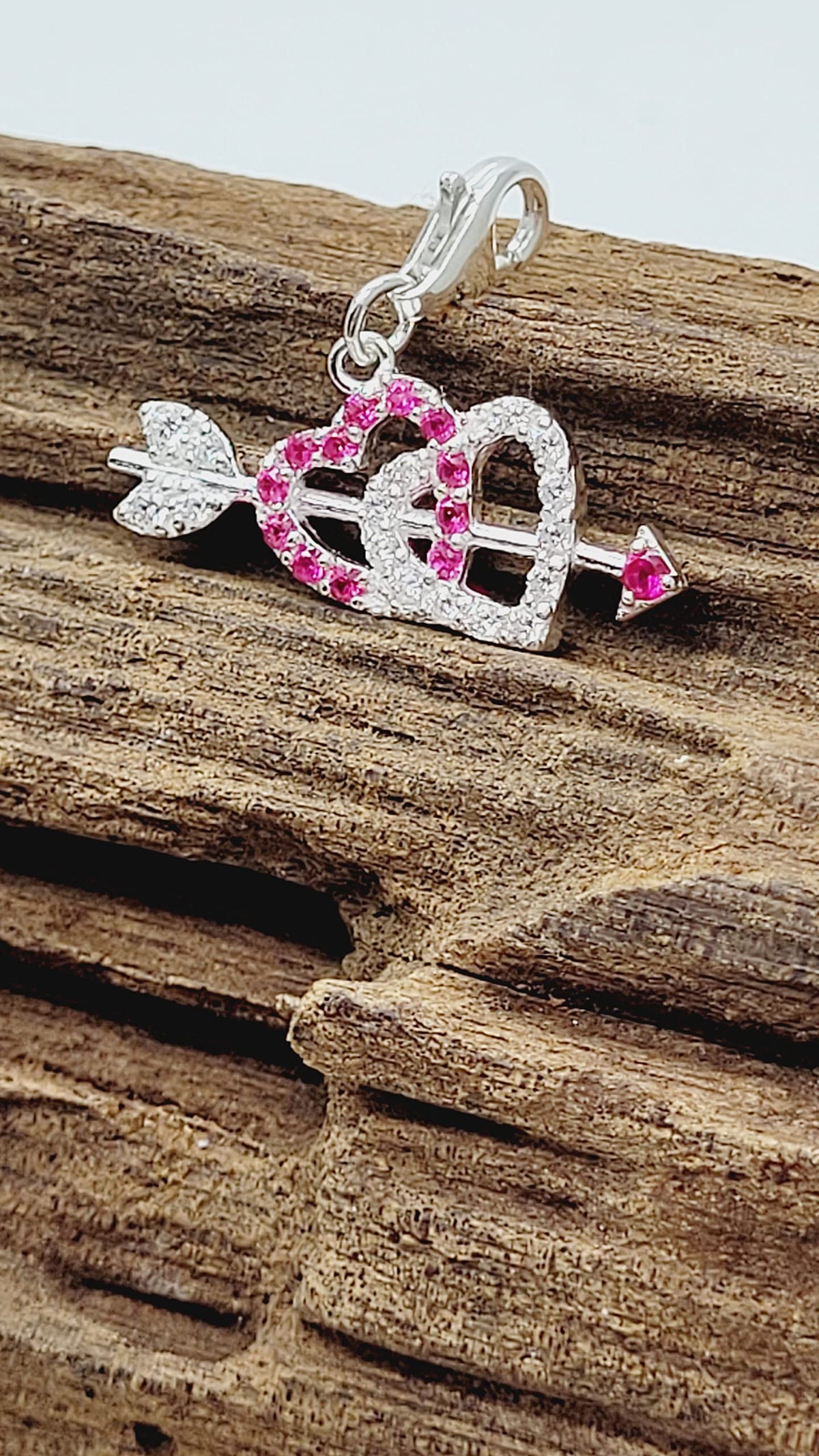 Heart Themed Clip On Charms Collection - Sterling Silver Clip On Charm Pendant with Lobste 