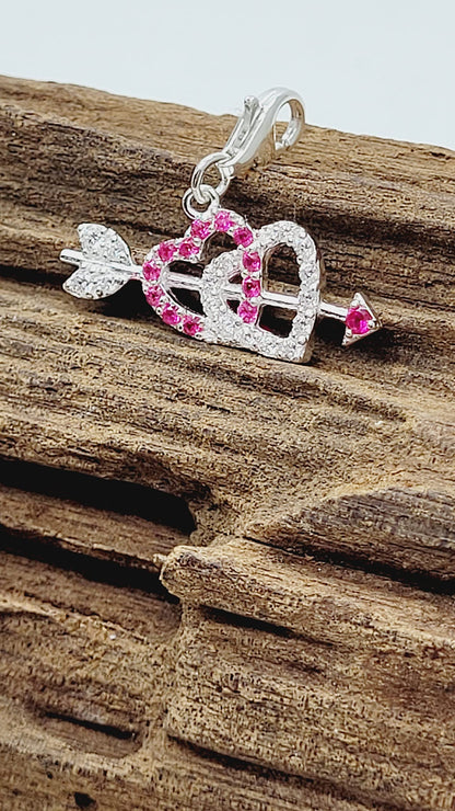 Heart Themed Clip On Charms Collection - Sterling Silver Clip On Charm Pendant with Lobste 