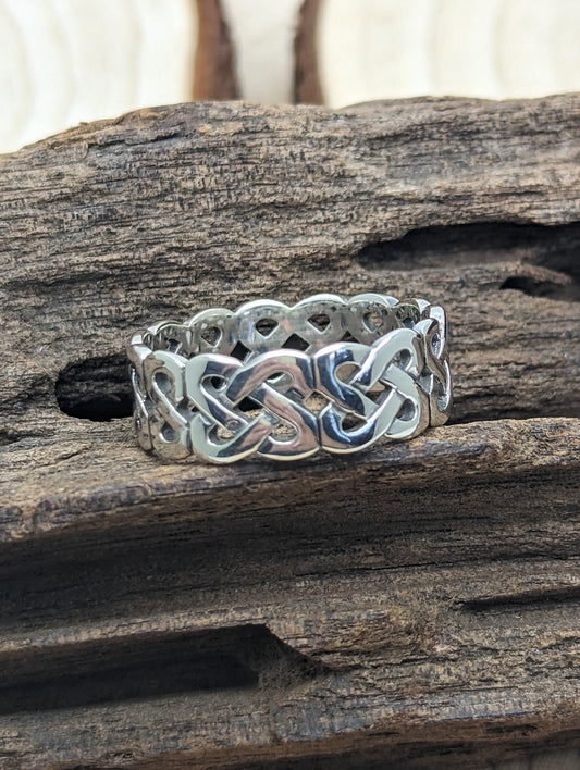 WOMENS/MENS Irish Open Celtic Knot Eternity Ring - 925 Sterling Silver - Irish Celtic Jewellery - Sizes J-Z Available