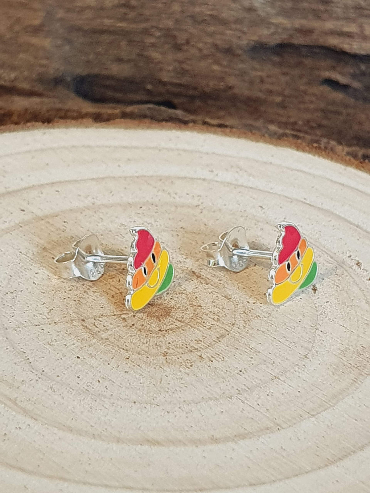 Unicorn Poo Emoji - Small Sterling Silver Stud Earrings/Ear Studs - Ideal Children's Earrings