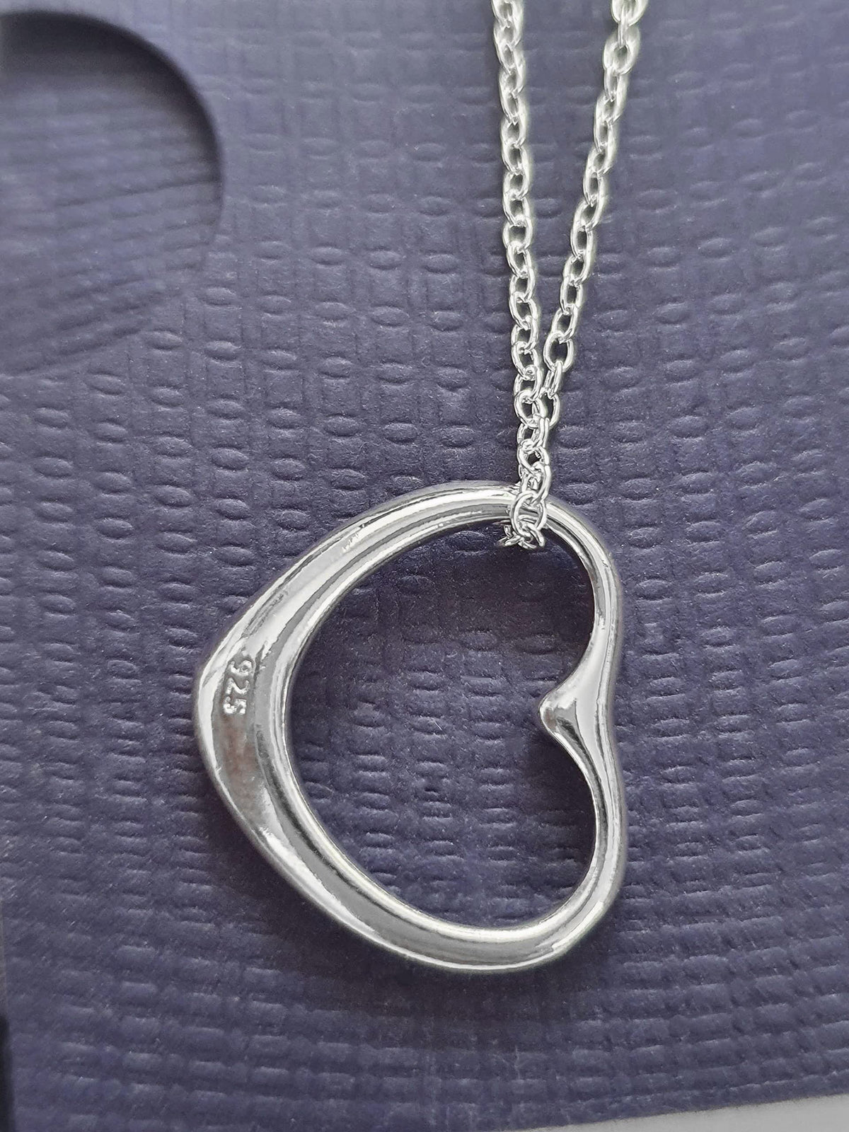 Classic Floating Heart Pendant Necklace (Large) on Silver Tone Curb Chain for Women/Ladies/Teenagers/Girls - Sterling Silver Plated