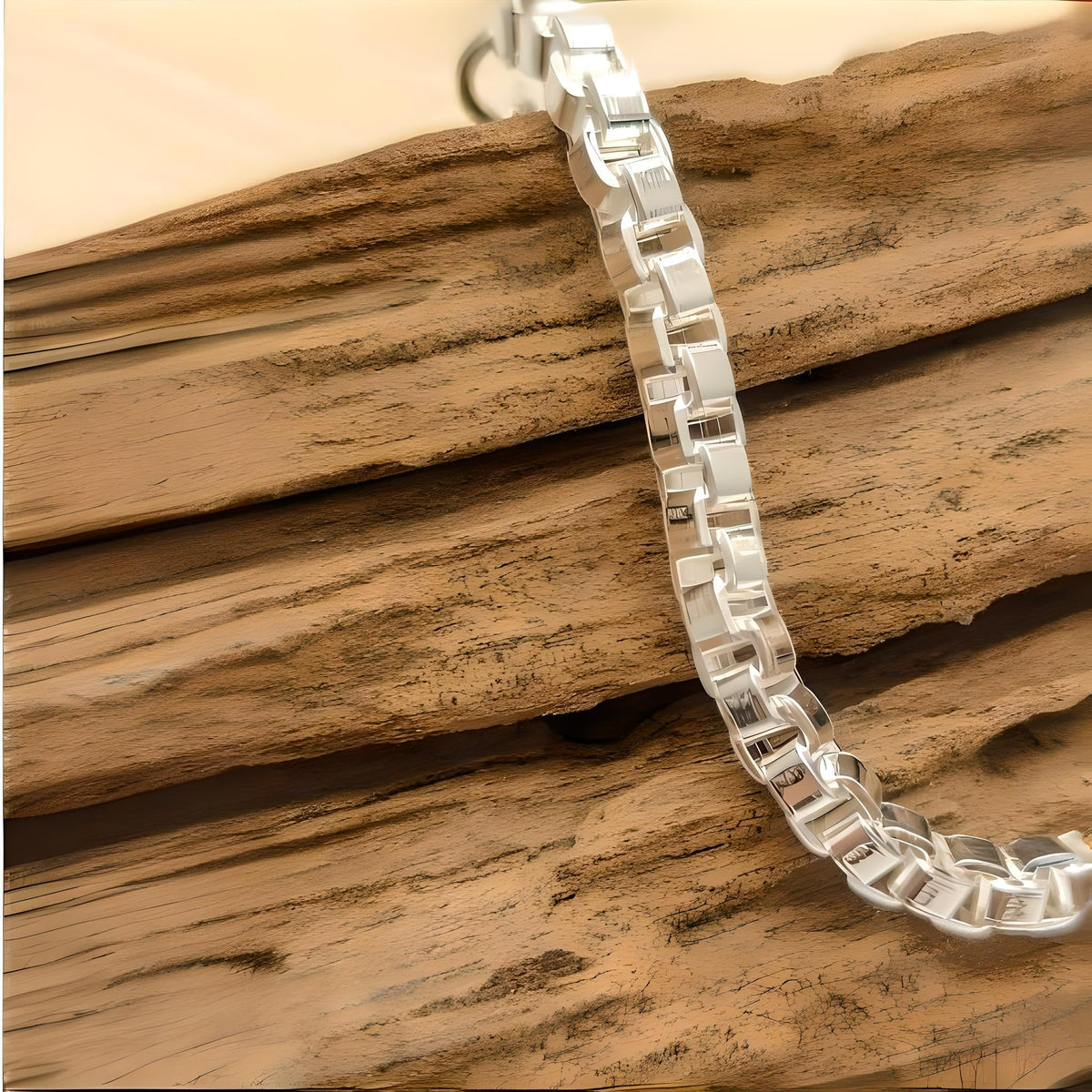 7.5" Inch Box/Square Link Venetian Bracelet - 925 Sterling Silver Plated - 19cm