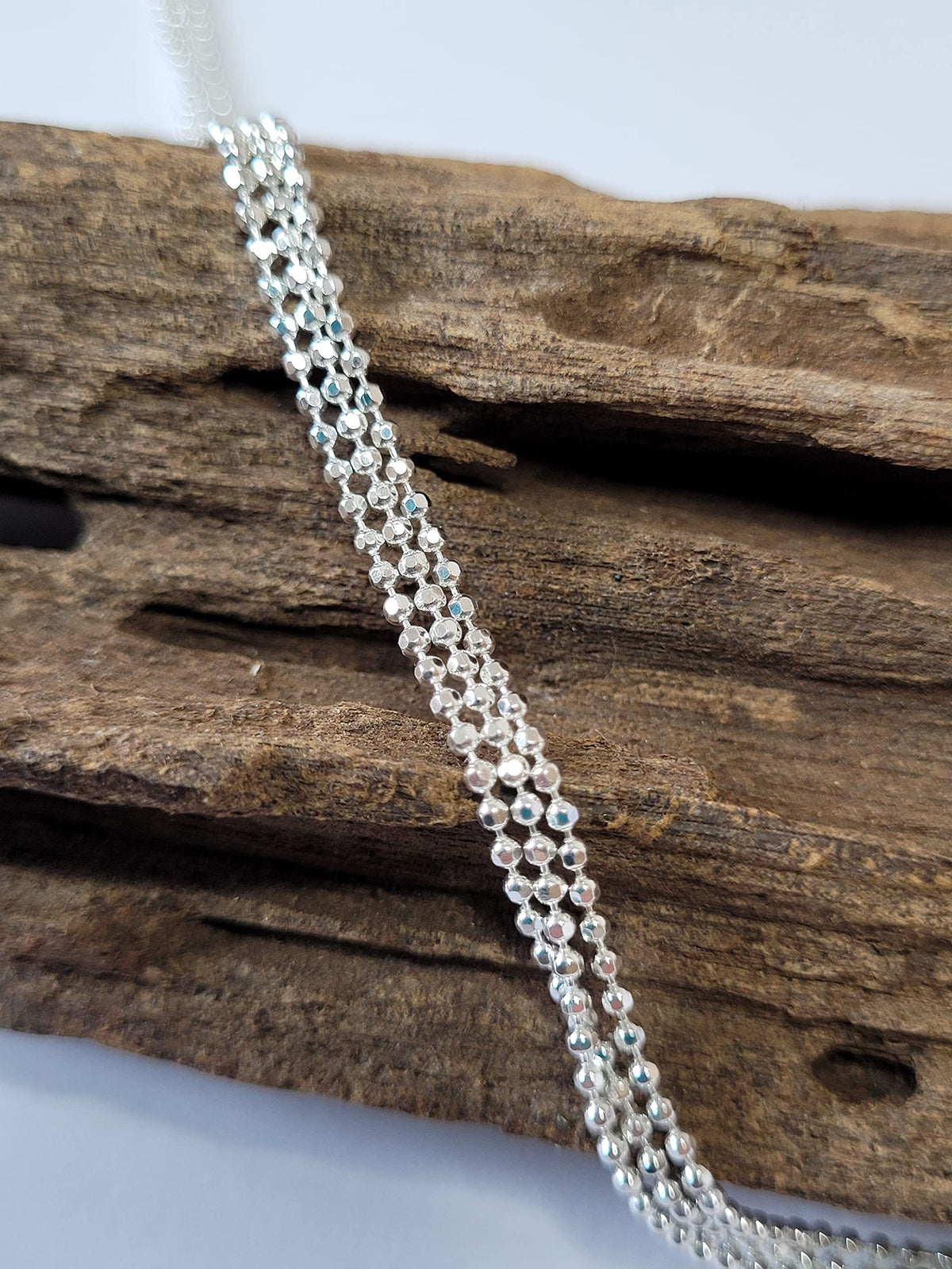 Ball/Beaded Chain Link Sterling Silver Anklet/Ankle Bracelet/Ankle Chain - 925 Sterling Si 