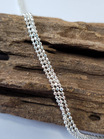 Ball/Beaded Chain Link Sterling Silver Anklet/Ankle Bracelet/Ankle Chain - 925 Sterling Si 