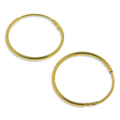 9mm 9ct Gold Hoop Sleeper Earrings For Women Men Kids - Endless/Seamless Continuous Small Thin ULTRA MINI Hoops - Solid Gold Hoop Earring Sleepers