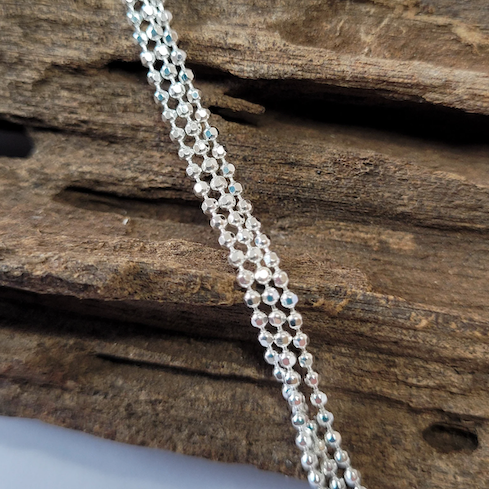 Three Strands Triple Sparkly Ball Sterling Silver Anklet Anklet
