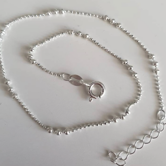 Hand Bead Sterling Silver Anklet