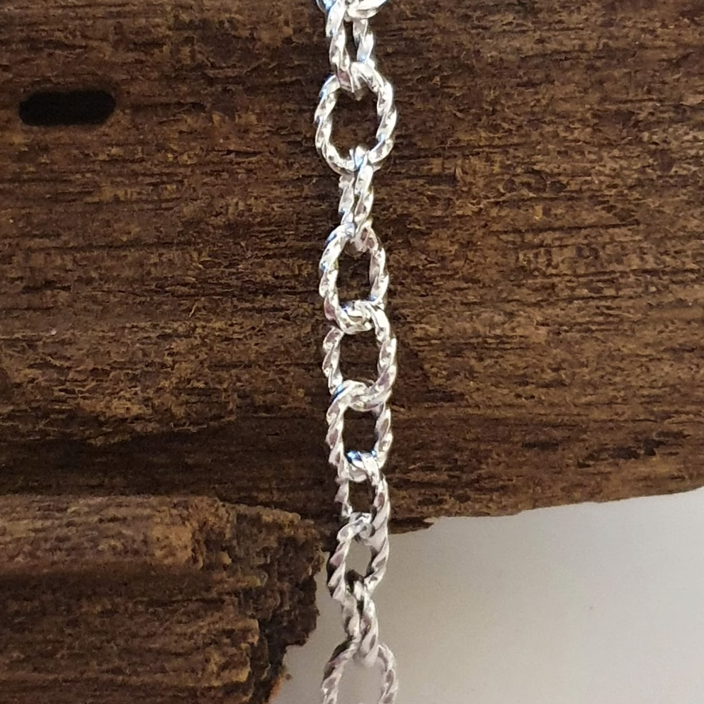 Sterling Silver Chunky Twistwd Oval Belcher Cable Chain