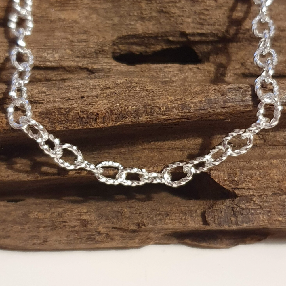 Sterling Silver Chunky Twistwd Oval Belcher Cable Chain